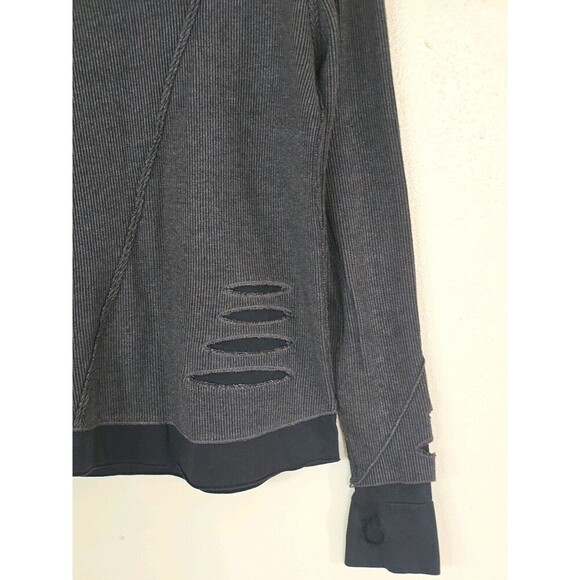 RedBridge Men Ripped Layers Longsleeve Sweatshirt Anthracite Size Medium Black - Picture 4 of 13